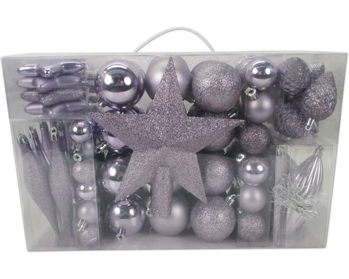 Lot de 104 boules de Noël en plastique Lafiora mélange violet Lot de 104 boules de Noël en plastique Lafiora mélange violet