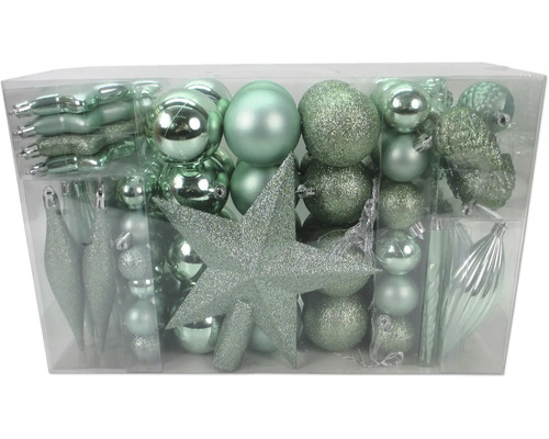 Lot de 104 boules de Noël en plastique Lafiora mélange vert
