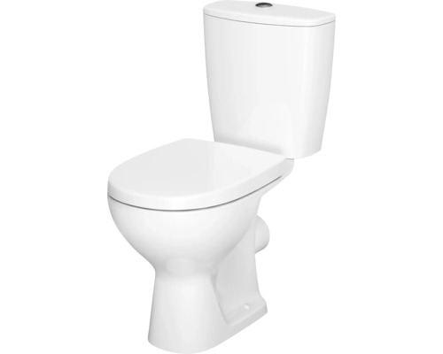 Kit de combinaison de WC form&style NATUNA cuvette à fond creux sans bride évacuation horizontale blanc brillant avec abattant WC