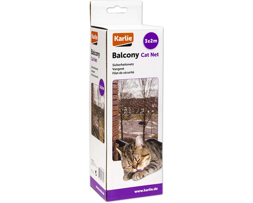 Filet de protection pour chats Karlie Balcony 3 x 2 m, transparent, maille 3 x 3 cm Emballage pour filet de protection pour chat de balcon Karlie de dimensions 3x2 mètres