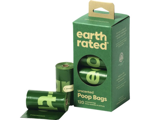 Sacs à déjections canines Earth Rated, 120 pièces, non parfumés