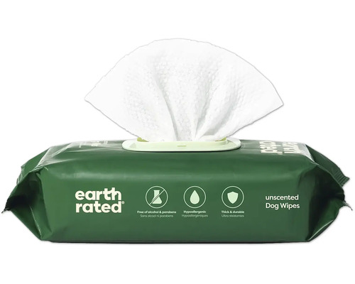 Lingettes non parfumées pour chiens Earth Rated en emballage vert