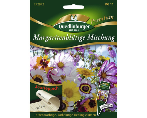 Semences de fleurs mélange de marguerites Quedlinburger tapis de graines 20x300 cm Quedlinburger Mélange de fleurs de marguerite Tapis de graines