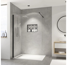 Paroi de douche à l'italienne Breuer Panorama 140 cm verre transparent profilé couleur noir 3338031001041-thumb-1