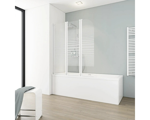 Pare-baignoire 3 parties SCHULTE ExpressPlus Komfort 124,5 x 140 cm verre transparent couleur du profilé blanc EP1654 04 72 140-0