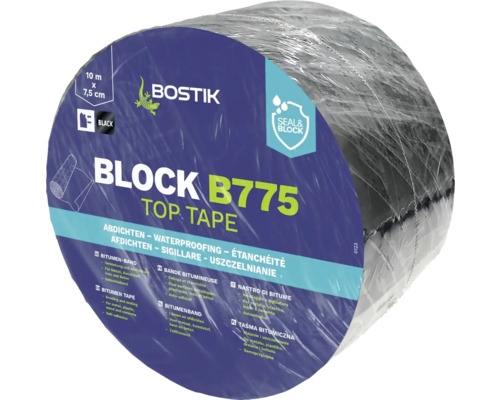 Bande bitumineuse Bostik Block B775 noir 10 m x 7,5 cm Bande bitumineuse Bostik Block B775 noir 10 m x 7,5 cm