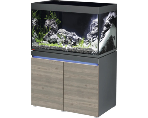 Aquariumkombination EHEIM incpiria 330 mit LED-Beleuchtung und beleuchtbaren Unterschrank graphit/ rustic Eiche