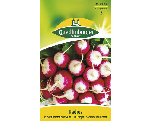 Radis « rond mi-rouge mi-blanc » Quedlinburger semence de légumes Sachet de graines de radis de la marque Quedlinburger Saatgut