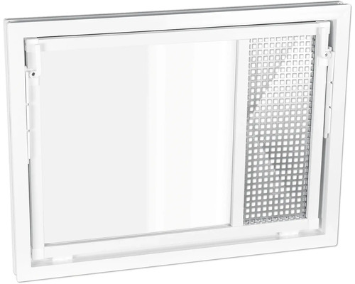 WOLFA Mehrzweck Kipp-Fenster PLUS Kunststoff weiß 900x600 mm mit Einfachglas und Zwangsbelüftungsflügel