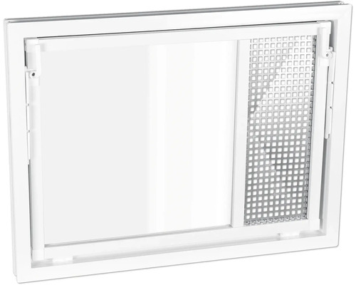 Fenêtre basculante multifonction WOLFA PLUS plastique blanc 500x500 mm à verre simple et vantail d'aération forcé