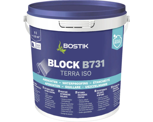 Bostik BLOCK B731 TERRA ISO Bitumenisolieranstrich 1 l Bostik Block B731 Terra ISO Bitumen Isolieranstrich im 1 Liter Eimer
