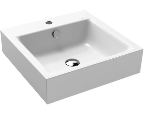 Lavabo à poser KALDEWEI Puro 46 cm acier-émail avec trou pour robinet et effet perlant blanc 900606013001