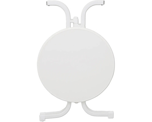 Klappbarer Wandtisch mit runder Tischplatte und Metallgestell