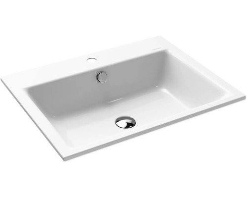 Lavabo à encastrer KALDEWEI Puro 60 cm acier-émail avec trou pour robinet et effet perlant blanc 900106013001