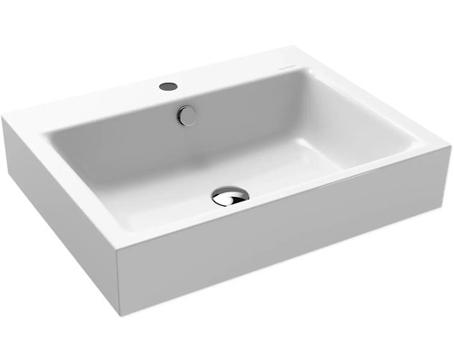 Lavabo à poser KALDEWEI Puro 60 cm acier-émail avec trou pour robinet et effet perlant blanc 900706013001