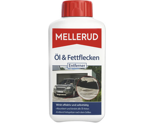 Détachant pour huile & graisse Entferner Mellerud 0,5 l Mellerud Détachant pour huile et graisse dans une bouteille en plastique blanche