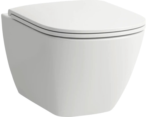 Wand-WC Set LAUFEN LUA Tiefspüler ohne Spülrand weiß glänzend mit WC-Sitz H8660800000001