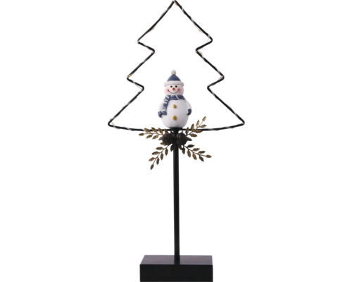 Éclairage LED Lafiora sapin de Noël avec bonhomme de neige métal blanc chaud