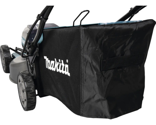 Tondeuse à gazon avec bac de ramassage et logo Makita