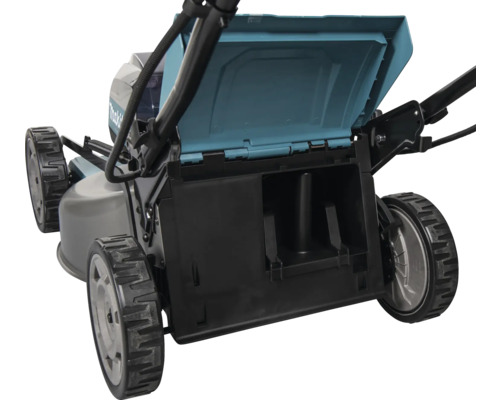 Tondeuse à gazon avec bac de ramassage ouvert