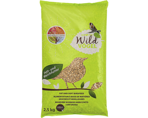 Nourriture pour oiseaux sauvages Ein Herz für Wildvögel HFW nourriture composée de graisse et de pâtée pour oiseaux 2,5kg spécialement pour frugivores également comme nourriture pour oiseaux toute l'année, contrôlé sur Ambrosia