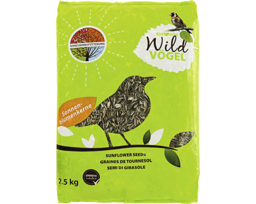 Nourriture pour oiseaux sauvages Ein Herz für Wildvögel HFW graines de tournesol 2,5kg également comme nourriture pour oiseaux toute l'année, contrôlé sur Ambrosia
