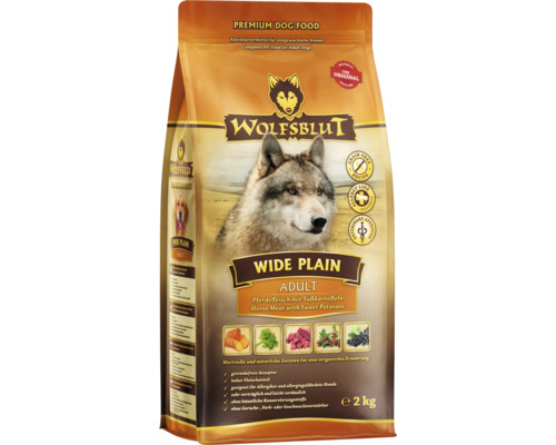 Wolfsblut Wide Plain Adult Hundefutter mit Pferdefleisch und Süßkartoffeln, 2 Kilogramm Packung