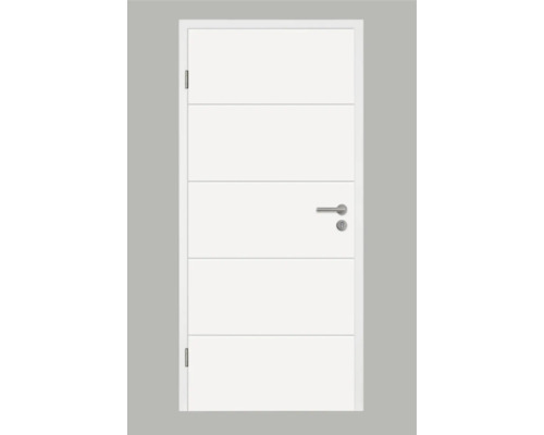 Porte d'entrée d'appartement Pertura Perla 05 SSK1 peinture blanche (similaire à RAL 9010) KK III 86x198,5 cm tirant gauche