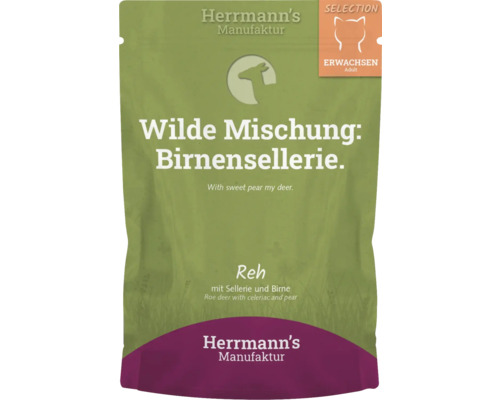 Aliment pour chiens Herrmann''s Manufaktur Mélange sauvage Poire céleri Chevreuil pour chiens adultes