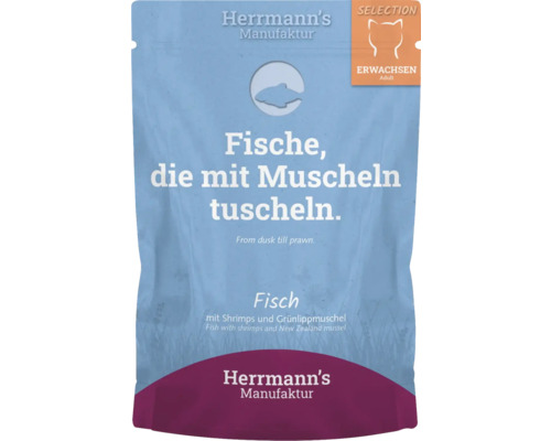 Aliment pour chat Herrmann''s Manufaktur poisson avec crevettes et moules à orles verts pour chats adultes
