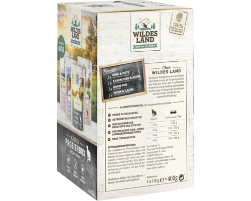 Wildes Land Katzen Probierbox mit verschiedenen Geschmacksrichtungen