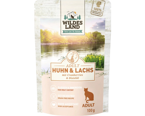 Wildes Land Katzenfutter Adult Huhn und Lachs, 100 Gramm