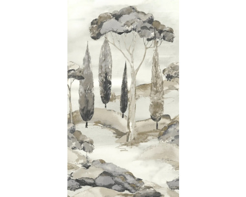 Illustration d''un paysage avec des cyprès et des arbres