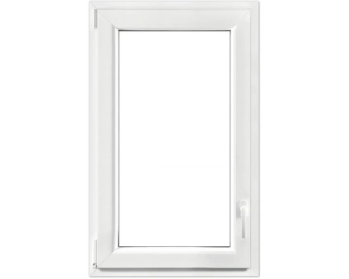 Fenêtre de cave oscillo-battante en plastique RAL 9016 blanc de signalisation 800x500 mm tirant gauche