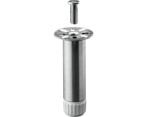 Pied réglable pour socle réglable en hauteur de 120 à 130 mm Ø 30 mm acier galvanisé Pied de meuble avec vis et plaque de montage