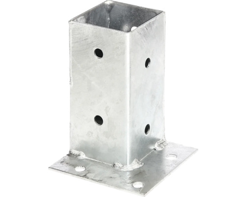 Douille vissée pour une fixation aux angles 71 x 71 x 150 mm galvanisé à chaud Support de poteau en métal de forme carrée avec plaque de base
