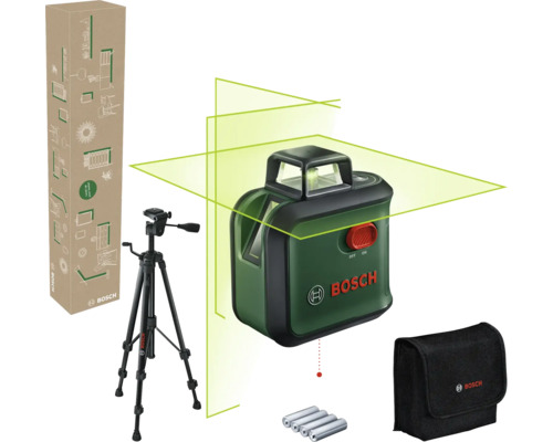 Laser lignes croisées Bosch AdvancedLevel 360 avec 4 x piles 1,5V (AA) et sac