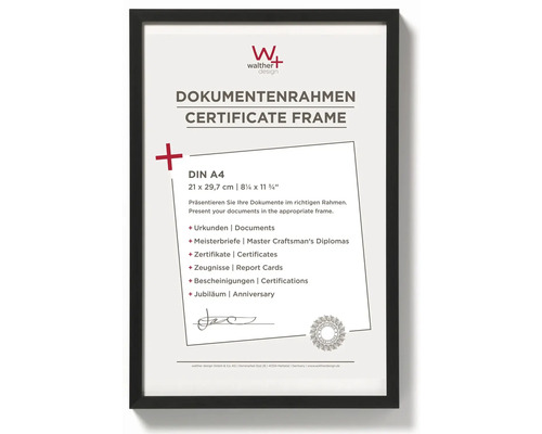 Dokumentenrahmen Aluminium Chair schwarz 21x29,7 cm (DIN A4) Schwarzer DIN A4 Dokumentenrahmen