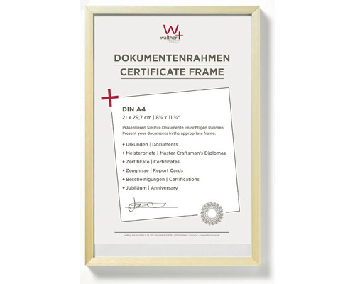 Dokumentenrahmen Aluminium Chair gold 21x29,7 cm (DIN A4) Dokumentenrahmen für Urkunden im Format DIN A4