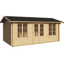 Holzgartenhaus mit Fenstern und Doppeltür