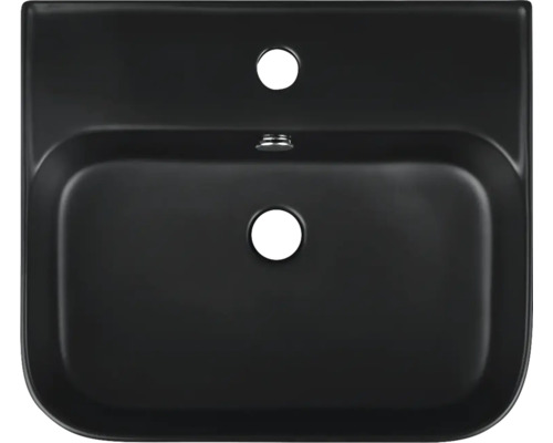 Schwarzes Keramik Waschbecken mit Hahnloch und Überlauf