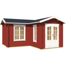 Gartenhaus aus Holz mit Fenstern und Doppeltür