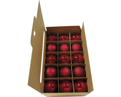 Lot de 30 boules de Noël en verre Ø 6 cm rouge Lot de 30 boules de Noël en verre Ø 6 cm rouge
