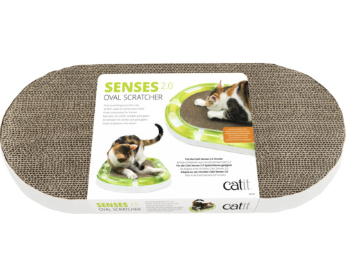 Griffoir carton à gratter Catit Senses 2.0 Oval Scratcher carton, blanc / marron env. 24 x 49 x 3,5 cm