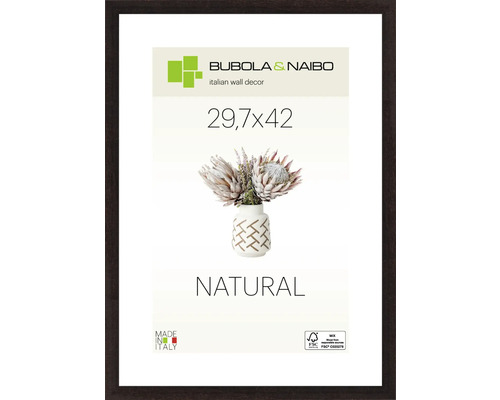 Bilderrahmen Holz Natural dunkelbraun Rahmen eckig 29,7x42 cm (DIN A3) Bilderrahmen aus Holz, Format 29,7x42