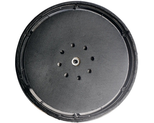 Schleifteller mit gerillter Oberfläche und Löchern