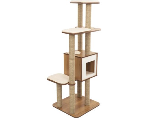 Arbre à chats Vesper High Base XL, arbre à chats en noyer avec 5 niveaux y compris pour chats adultes