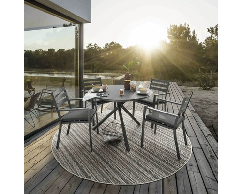 Set de meubles de jardin Dining-Set Destiny ARONA BARLETTA 4 places composé de: 4 fauteuils, table en aluminium anthracite