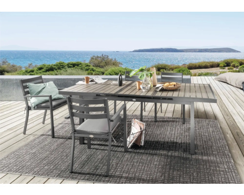 Set de meubles de jardin Dining-Set Destiny ARONA IMOLA 4 places composé de: 4 fauteuils, table en aluminium anthracite