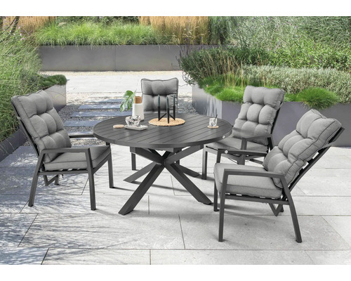 Set de meubles de jardin Dining-Set Destiny GARDA ARONA 4 places composé de: 4 fauteuils, table en aluminium anthracite